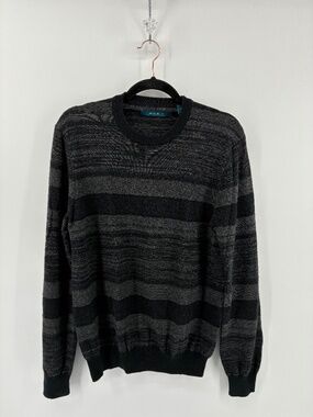 Perry Ellis Men's Dark Gray Striped Long Sleeve Tee Lightweight Sweatee